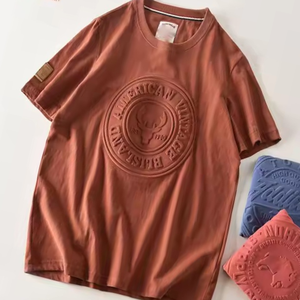 Custom embroidery logo unisex Embossed t Shirts OEM Breathable Oversized Drop Shoulder T-shirts with customized logo and designs - Product Image 4