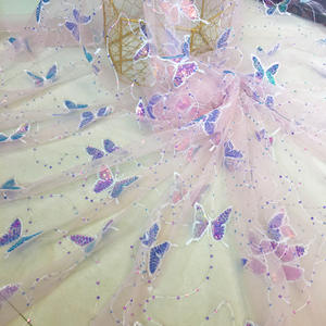 Tela de encaje de lentejuelas de <span class=keywords><strong>tul</strong></span> mariposa al por mayor tela de malla base negra tela <span class=keywords><strong>transparente</strong></span> para falda de niñas vestido de novia - Product Image 4