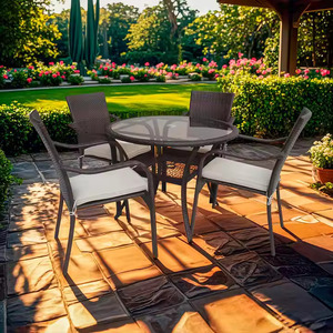 Wholesale Modern Luxury Poly Rattan Round Dining Table 4 <strong>Chairs</strong> Living Room Furniture an Thien Phu Support Small Quantity - Product Image 3