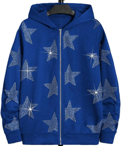 Venta al por mayor hombres y mujeres sudaderas con diamantes de imitación pulóver 100% algodón impresión de gran tamaño sudaderas con capucha personalizadas Sudadera con capucha de peso pesado para Unisex - Product Image 2