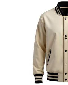 Veste universitaire pour hommes avec garniture noire, veste bomber de baseball, streetwear, vêtements d'extérieur softshell, logo personnalisé, OEM, vente en gros - Product Image 3