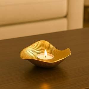 Bandeja DE SERVICIO DE ALUMINIO dorado, cuenco poco profundo decorativo con diseño ondulado pulido para el hogar, restaurante, hoteles para fiestas - Product Image 6