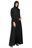 Sanash Collections – Abaya noire à manches longues pour femme, style ethnique, imprimé numérique, en polyester, avec hijab intégré, design unique