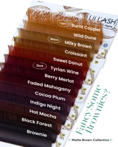 Liilash ขนตาสีน้ำตาลเข้มด้านมอคค่าแบบรัสเซียผสมวอลลุ่มขนตาสีน้ำตาลด้านขายส่งพร้อมกล่องโลโก้แบบกำหนดเอง - Product Image 6