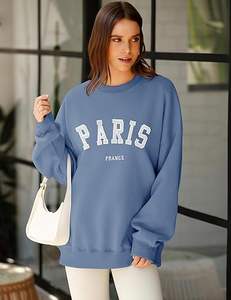 Sudadera con Capucha para Mujer, Diseño Clásico, Cuello Redondo, Manga Larga, Felpa Suave, Logotipo de París, Venta al por Mayor - Product Image 4