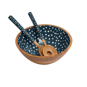 Juego de ensaladeras de madera de acacia redondas naturales limpias, nuevo diseño, cuenco para servir de alta calidad, cuchara para ensalada, utensilios de cocina, venta al por mayor de Vietnam - Product Image 3