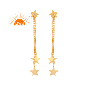 Pendiente de plata de ley hecho a mano con Topacio blanco Natural, diseño de estrella de gota larga, joyería para mujer, regalo para ella - Product Image 1