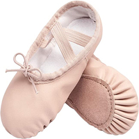 Zapatos de baile de cuero de Ballet, zapatos de Yoga de gimnasia, suela plana dividida, cuero para niñas, señoras, tamaños para niños y adultos, última tendencia