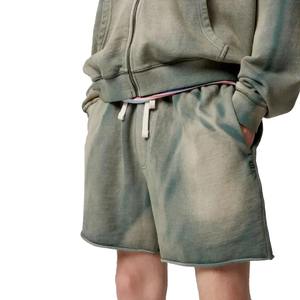 โลโก้การพิมพ์พัฟสีสันสดใสแบบกําหนดเองล้างผ้าฝ้ายเทอร์รี่ฝรั่งเศสด้อยวินเทจผู้ชายกางเกงขาสั้นล้างกรด - Product Image 1