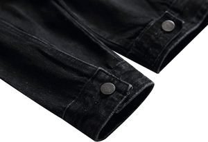 Meilleur prix Veste en jean épaisse à trous ajustée Veste longue Veste en jean chaude Veste en jean pour homme Veste en jean unie pour homme - Product Image 5