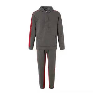 Conjunto deportivo de 2 piezas de última moda para hombre, Sudadera con capucha y cremallera, diseño de tira estampada sólida para senderismo, actividades al aire libre - Product Image 5