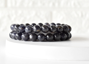Best Selling Attractive Iolite 8mm Round <b>Beaded</b> <b>Bracelet</b> for Meditation Classic Lovers Style Anniversary Occasion - Product Image 6