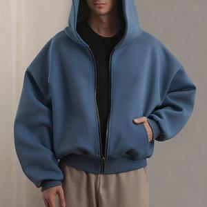 Custom Manufacturer Clothing Custom Baggy Fleece Zipper Oversized Drop Shoulder 600gsm Heavyweight Boxy <b>Zip</b> <b>up</b> <b>Hoodie</b> for Men - Product Image 5