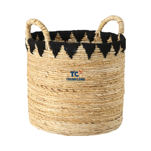 Nouveau Design jacinthe d'eau paniers de rangement paniers faits à la main décoration de la maison paille osier tissé stockage organisé poignée paniers - Product Image 2