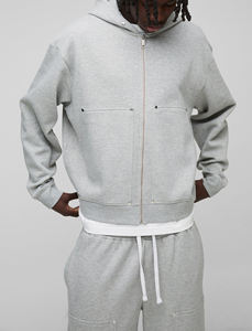 2025 New Arrived High Quality 100% Cotton Oversized Zip Up Sweatsuit Breathable Long Sleeve Streetwear Tracksuit for <b>Men</b> - Product Image 3