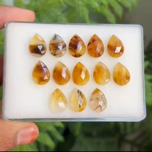 Ágata Natural Montana de grado AAA, forma de pera, corte de rosa, Diamante de laboratorio de plata de alta calidad, piedras preciosas sueltas tratadas con calor para joyería - Product Image 2