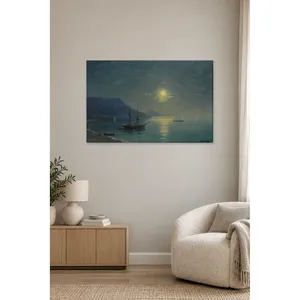 Impression sur toile de Fida Aivazovsky : Voilier dans la baie sous une pleine lune - Product Image 5