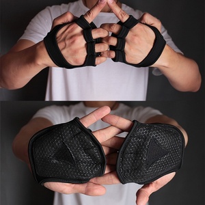 Fingerless Leather Neoprene Padded <b>Weight</b> Lifting Gym Gloves Unisex - Product Image 3