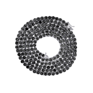 Chaînes de tennis personnalisées Collier de chaîne de tennis noir en argent sterling 925 avec collier de tennis en diamant glacé Bijoux fins - Product Image 5