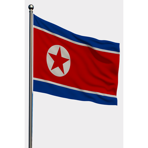 Custom North Korea Hand <b>Flag</b> with Aluminum <b>Pole</b> and Various Materials - Product Image 1