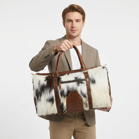 Sac de voyage de luxe en cuir véritable Super Hand de 20 pouces avec fermeture éclair, sangle et poignée d'épaule