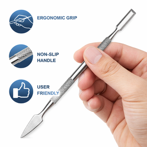 Pousse-cuticules en acier inoxydable pour manucure et pédicure |   Outil double extrémité pour enlever les cuticules des ongles |   Poignée antidérapante antirouille - Product Image 3