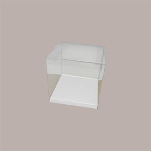 20pcs boîte transparente à montage automatique 10x10 cm fond surélevé en cuir blanc pour conteneur de bijoux - Product Image 2