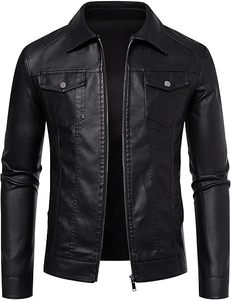 Fashionable Best Winter Men's Leather <b>Jacket</b> <b>Plus</b> <b>Size</b> Solid Pattern <b>Waterproof</b> Windproof Reasonable Price - Product Image 5