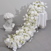 Chemin de table en fleurs de soie de luxe personnalisé, centre de table floral romantique écologique pour la décoration de table à manger, décorations de mariage