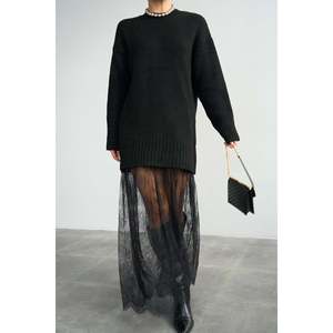 เดรสไหมพรมสีดำแต่งชายผ้าทูล - Product Image 4