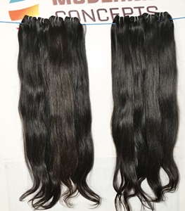Vente en gros de 100% cuticules vierges brutes alignées extensions de cheveux humains indiens droites naturelles double trame faisceaux de cheveux humains ondulés - Product Image 4