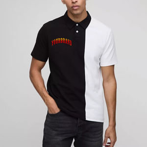 Alta calidad 100% algodón hombres para Polos logotipo bordado personalizado ropa informal bloque de color 2 botones camisetas patrón impreso - Product Image 4