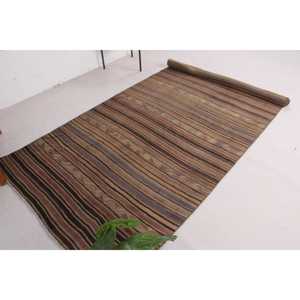 Tapis turc Kilim, tapis vintage 4,4x11,2 pieds, tapis en laine persan brun - Product Image 5