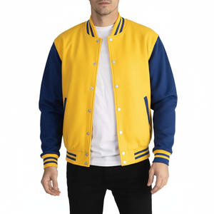 Chaqueta Universitaria de Hombre con Cuello Alto, de Poliéster/Algodón, con Logotipo Personalizado, Transpirable, Resistente al Viento, Estilo Urbano, Suministro de Fábrica - Product Image 1