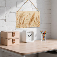 Décoration murale en bois style bohème avec herbe de la pampa, 30x20cm, panneau MDF paysage, corde de jute, fleurs séchées, décoration botanique rustique pour la maison et le jardin