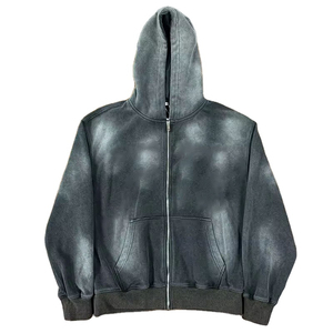 Conception personnalisée Acid Washed Hiver Solide Survêtement Hommes Regular Fit Drawstring Hoodie Pants Set Respirant 280gsm 100% Coton - Product Image 2