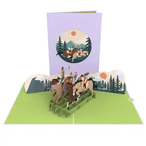 Cheval Polo jeu 3D Pop Up carte meilleur vendeur pour anniversaire mémorable 3D carte à la main papier Laser cartes de découpe