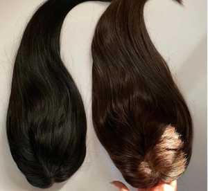 <b>Top</b> Grade Indian Single Donor Virgin Remy Human Hair Bundles Full Cuticle Aligned Healthy Double Drawn <b>Silky</b> Straight Wave Hair - Product Image 1