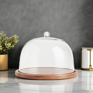 แก้วทรงโดมมีสไตล์สำหรับฐานไม้มะม่วงสำหรับโชว์และเก็บรักษาเค้กสำหรับงานแต่งงานและรอมฎอน - Product Image 4