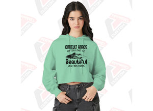 Stylish and Cozy Women's Crop <b>Hoodie</b> 100% Cotton for Winter Layering Embroidered Design Digital Printing Plain Dyed - Product Image 5