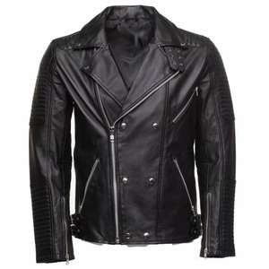 <b>Real</b> Lamb <b>Leather</b> Black <b>Jacket</b> Winter <b>Jacket</b> with Fur Lining Best Quality OEM Service With Custom Made - Product Image 1