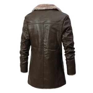 Chaqueta de moto de cuero genuino informal para hombre invierno negro Color sólido estilo callejero lona impermeable - Product Image 2