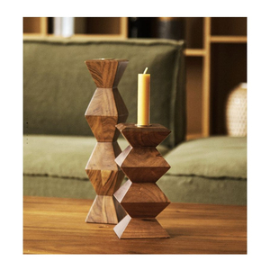 Portavelas de madera de mayor calidad, portavelas de centro de mesa de madera de diseñador de tendencia para uso en hoteles en casa - Product Image 5