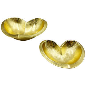 Tazón de aluminio chapado en oro de diseño moderno en forma de corazón para frutas y nueces, tazón para servir a precio mayorista de India 2025, Juego de 2 - Product Image 3
