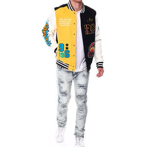 Vestes en laine de haute qualité avec patchs brodés et logos personnalisés Blousons bombardiers de baseball pour hommes et veste de baseball pour hommes - Product Image 5