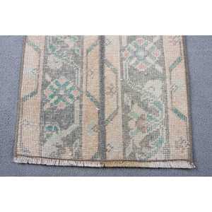 Tapis turc vintage en laine 1,4x4,7 pieds, écologique, patchwork marron et bleu avec envers en latex - Product Image 5