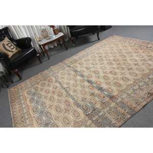 พรมขนสัตว์ลายเย็บปะสีส้มสีเบจคลาสสิกพรมปูพื้นพื้นที่แบบตุรกีขนาด6.6X9.5ฟุตสำหรับการใช้ชีวิตในบ้านทรงสี่เหลี่ยมผืนผ้าห้องโถง - Product Image 2