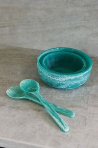 Ensemble cuillère et fourchette à salade en résine marbrée beige, ustensiles en acrylique faits à la main, couverts élégants, vaisselle moderne, service de mariage - Product Image 4