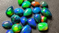 Mix Shape Fancy Ethiopian Black Opal Cabochon Free Size Multi Fire High Quality Opal Gemstone Real Supplier From India