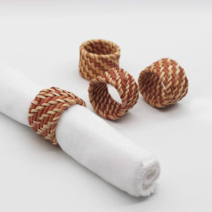 Anneaux de serviette en rotin, accessoire de table pour Noël, fête de Thanksgiving, anneau de serviette de haute qualité - Product Image 1